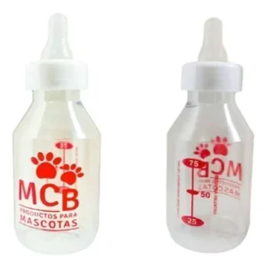 Mamadera de vidrio y plástico para cachorros