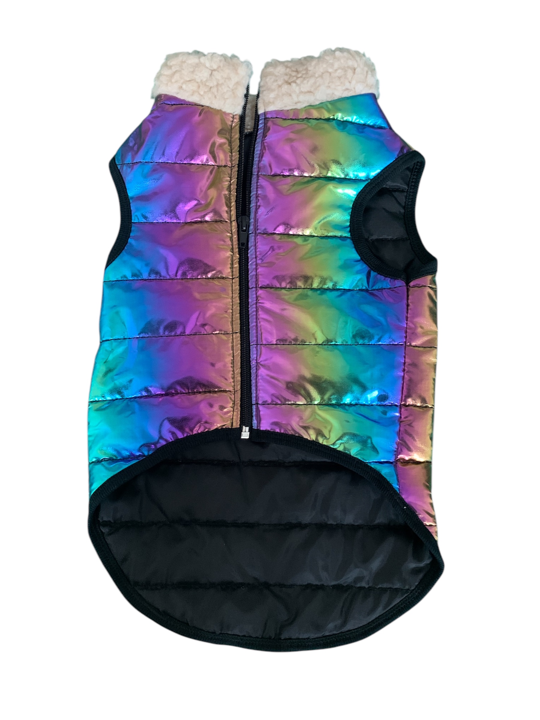 Campera Chaleco Arcoiris metalizado.